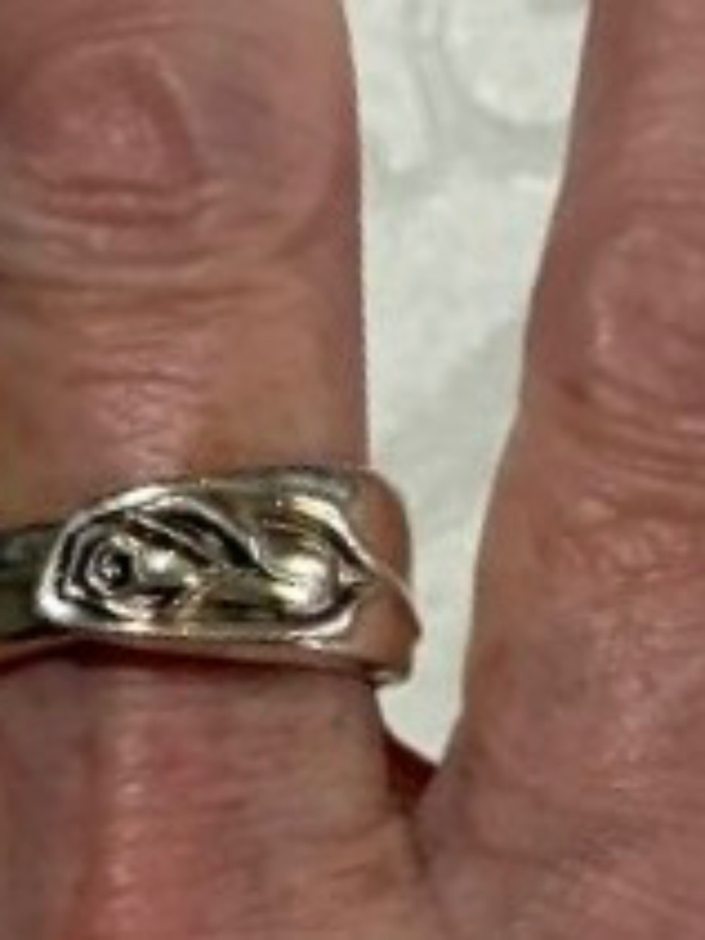 Vintage spoon ring, silver plated by International Deep Silver Co., size 10